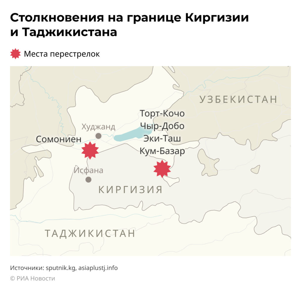 На границе Киргизии и Таджикистана произошло столкновение
